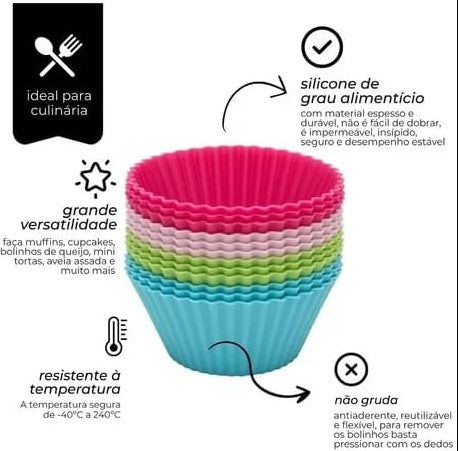 Conjunto de 12 Formas de Silicone Mini Cupcake – BM-F956