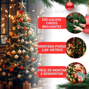 Arvore Natal 1,80m 500 Galhos Decorada Enfeitada Pinheiro Luxo Completa +80 Enfeites