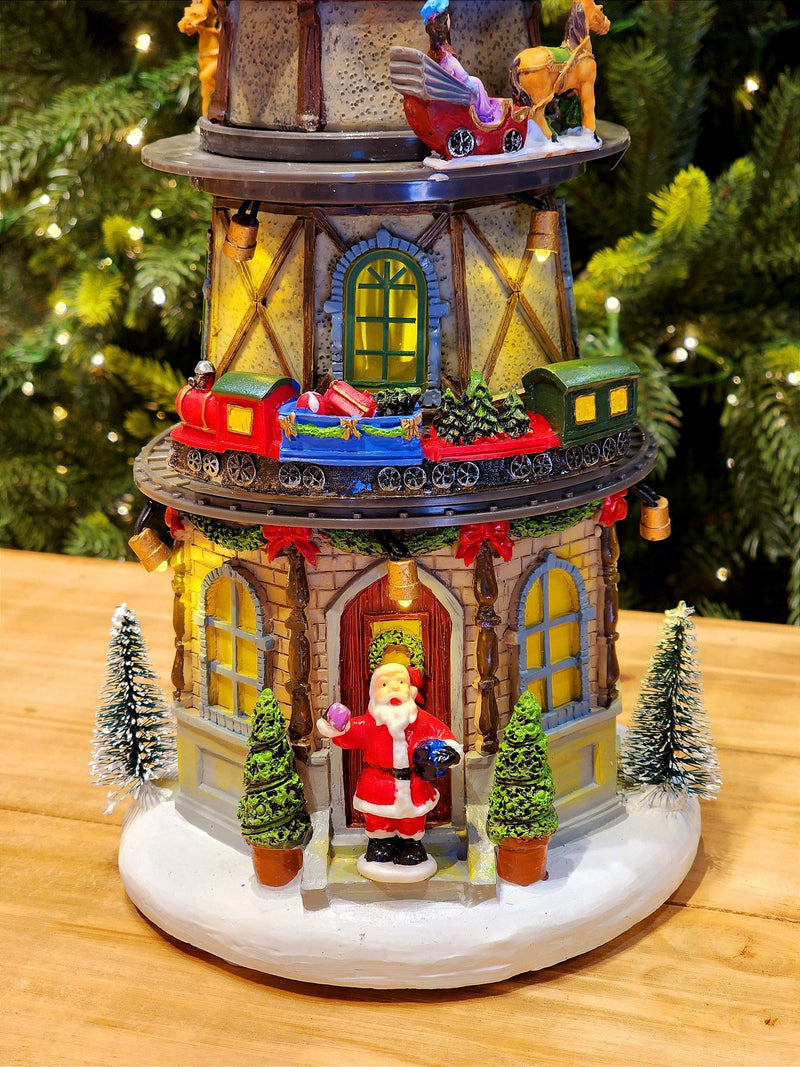 CENÁRIO VILA NATALINA TORRE COM RELÓGIO 37CM