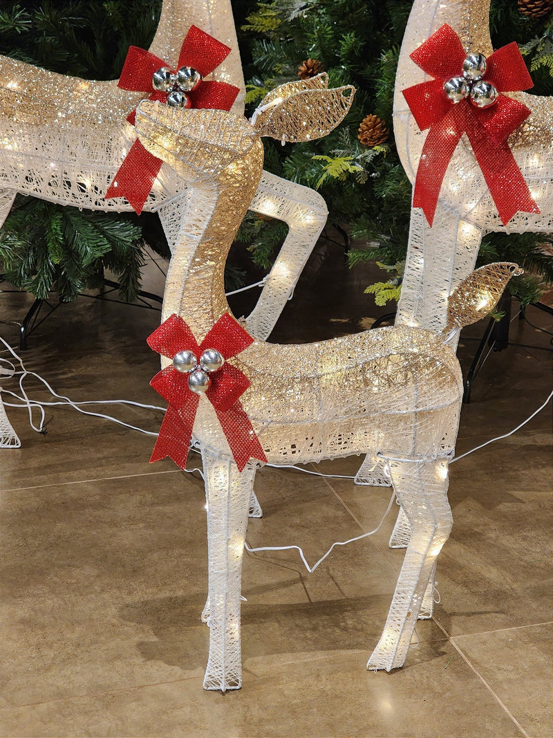 TRIO DE RENAS ARAMADA BRANCA COM CHAMPANHE WARM USO INTERNO E EXTERNO BIVOLT