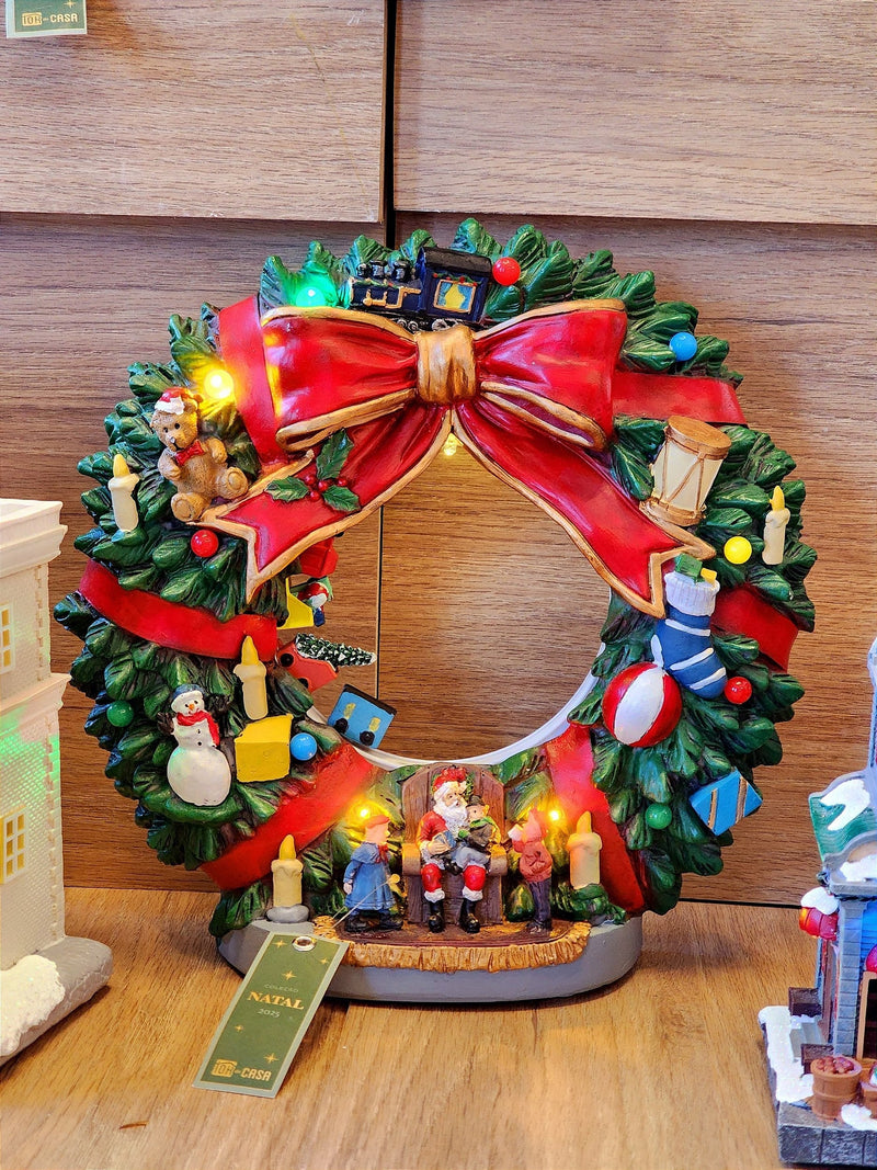 CENÁRIO NA GUIRLANDA EM RESINA COM LED E SOM 30CM - PRÉ VENDA 2025